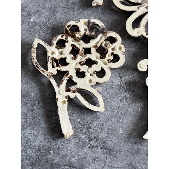 3 Homco Flower Wall Decor, Faux Wood/Wicker, 1978 Vtg Floral - Picture 9 of 9